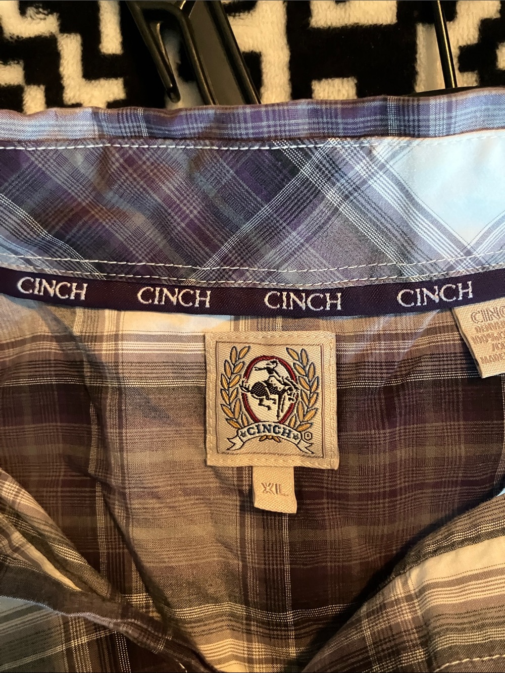 Cinch Men's Purple Plaid Button-Down Shirt with Subtle Blue Accents